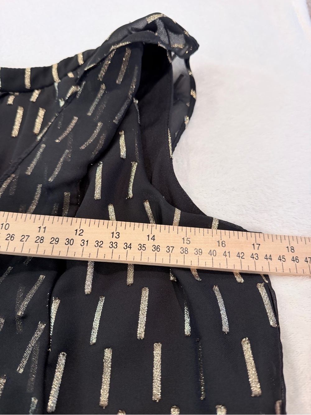 Worthington Black & Gold Metallic Ruffle Shift Dress Size 8 - Picture 7 of 8